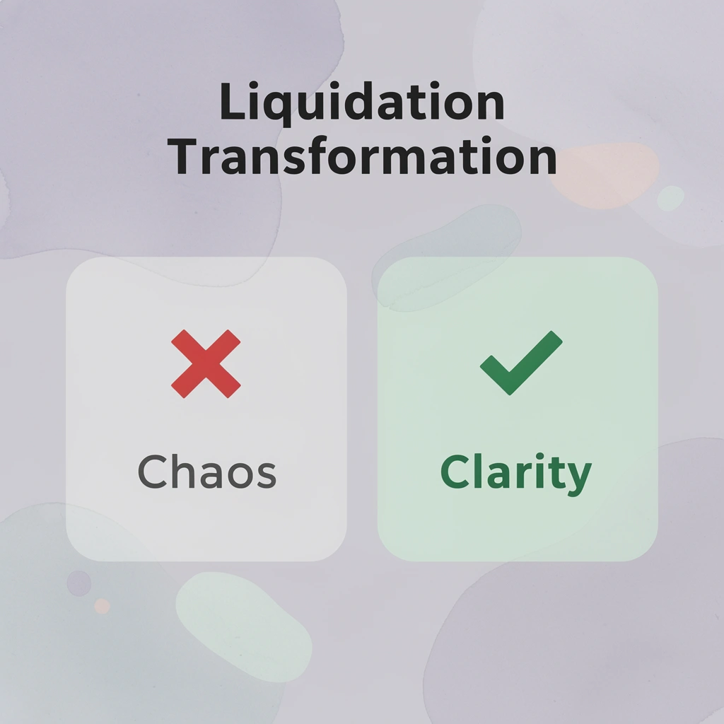 Before and after comparison showing transformation from chaos to clarity