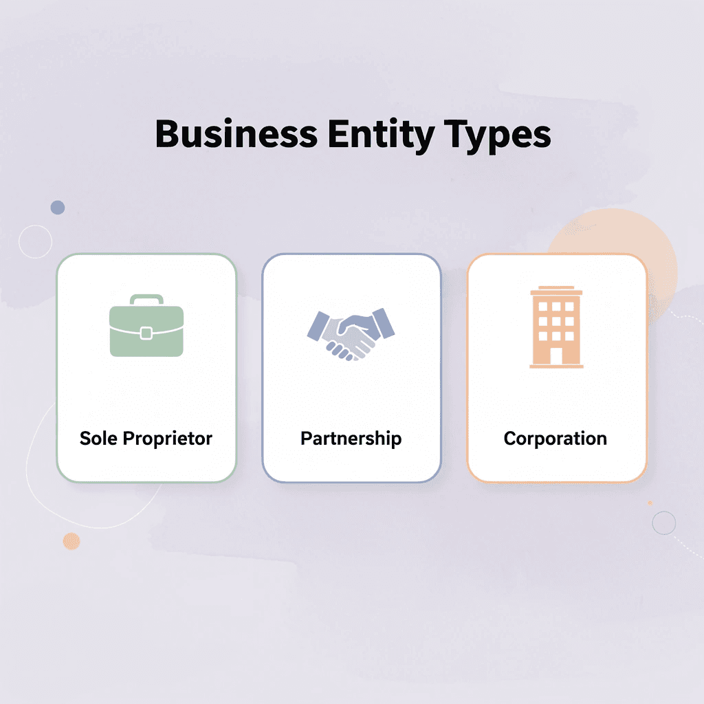Infographic showing three business entity types - How To Close A Business With The IRS