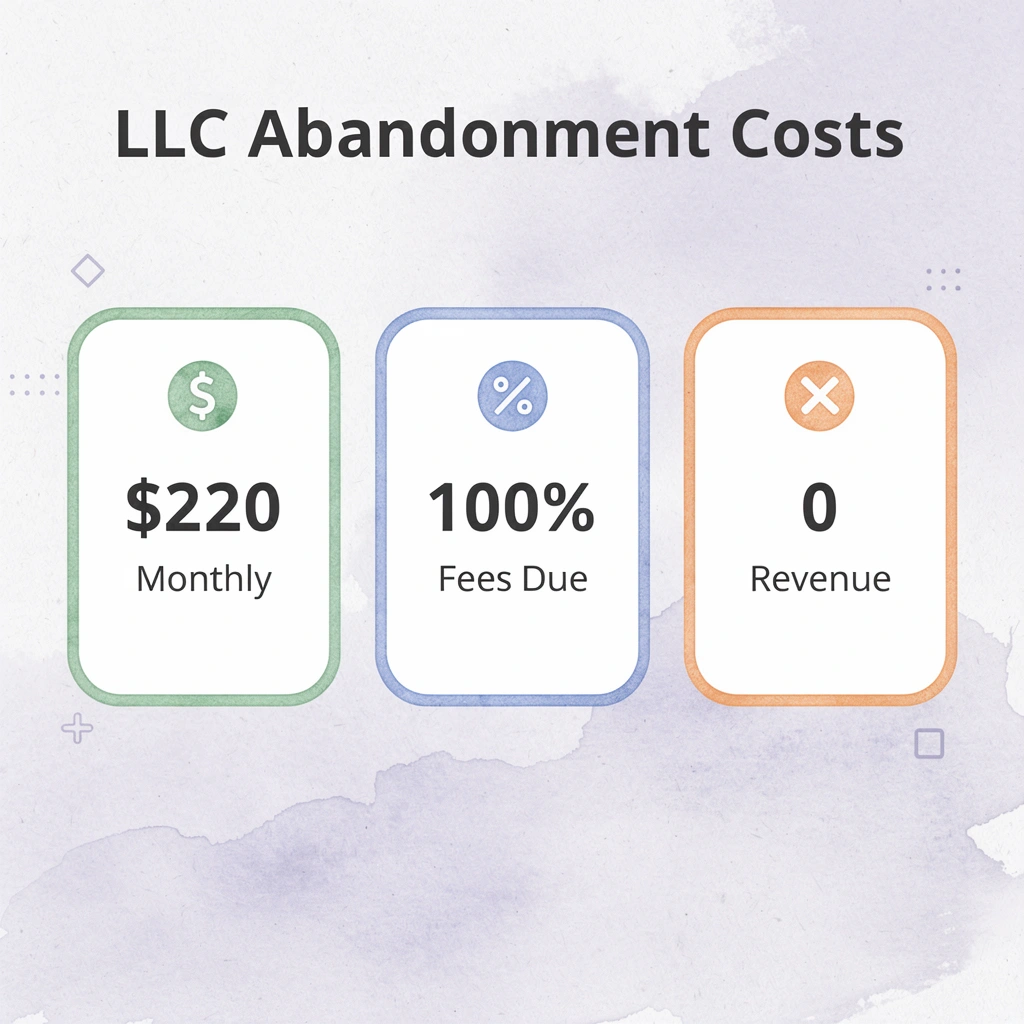 Statistics showing financial penalties for abandoned LLCs