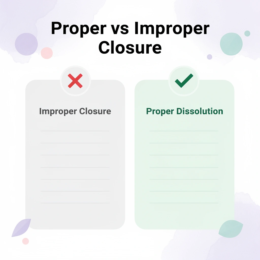 Comparison of improper closure versus proper dissolution