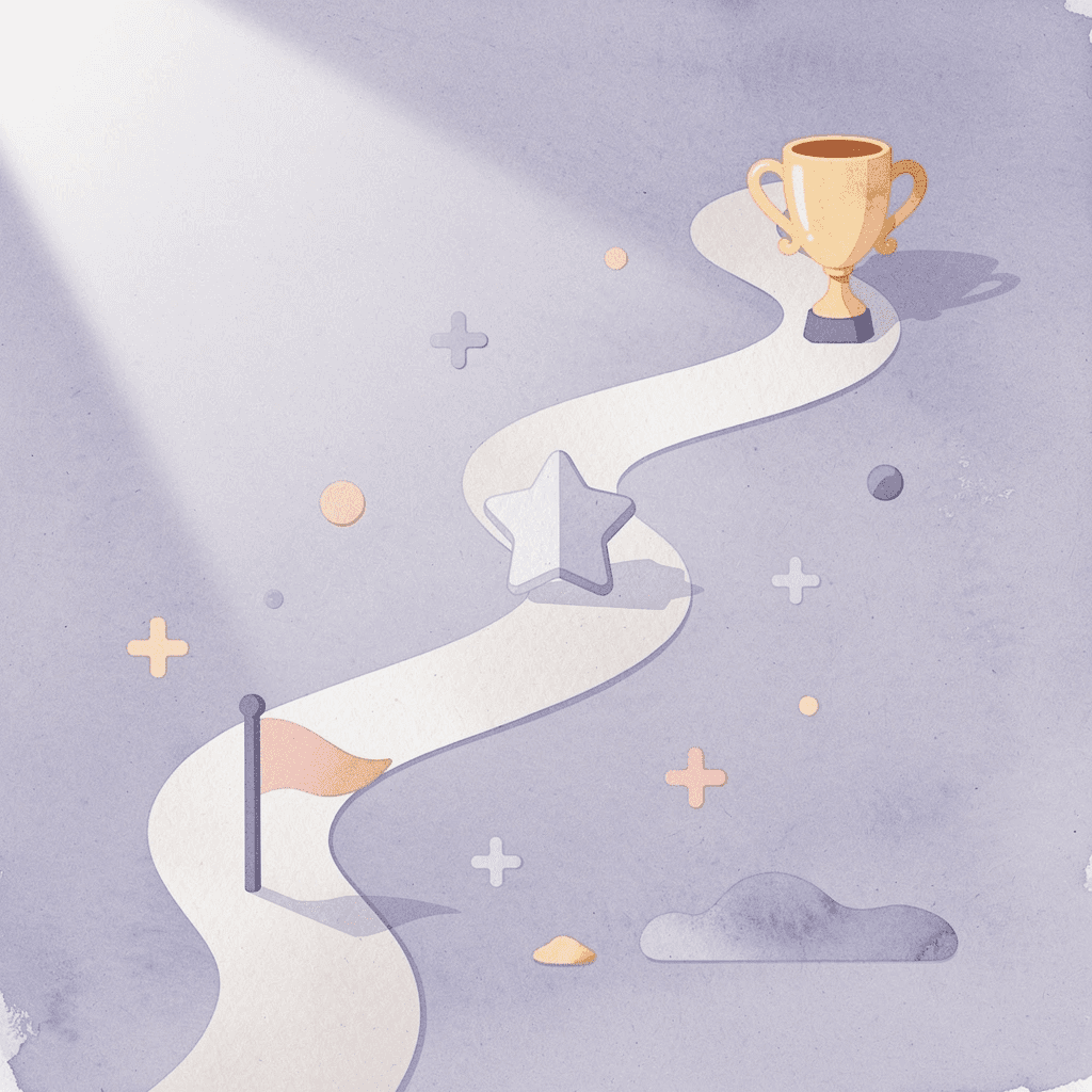 Illustration of a clear path with milestone markers representing dissolution roadmap