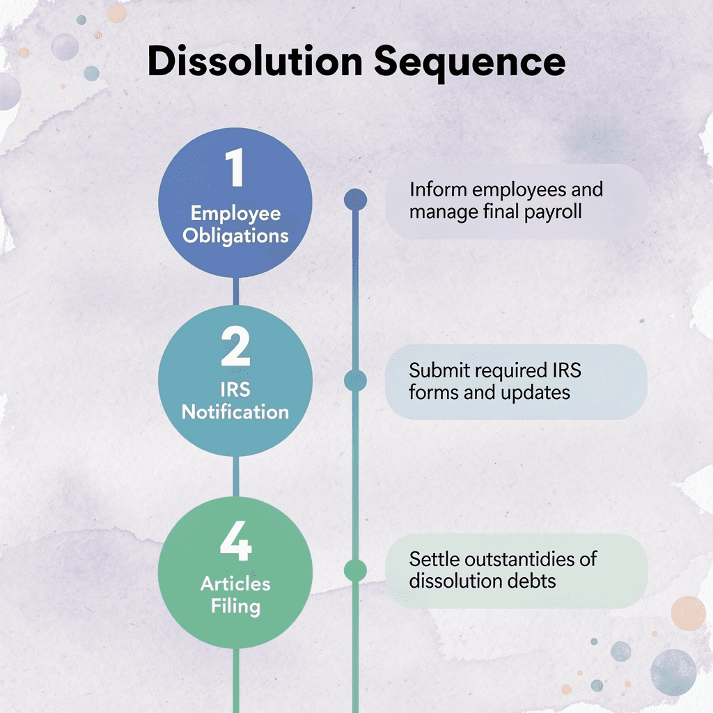 Step-by-step dissolution sequence infographic