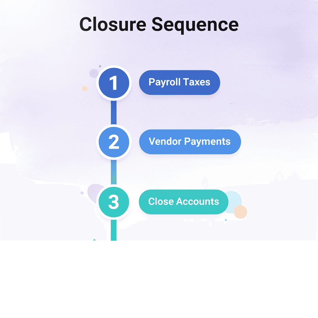 Sequential steps for proper business closure order - IRS Cancel EIN