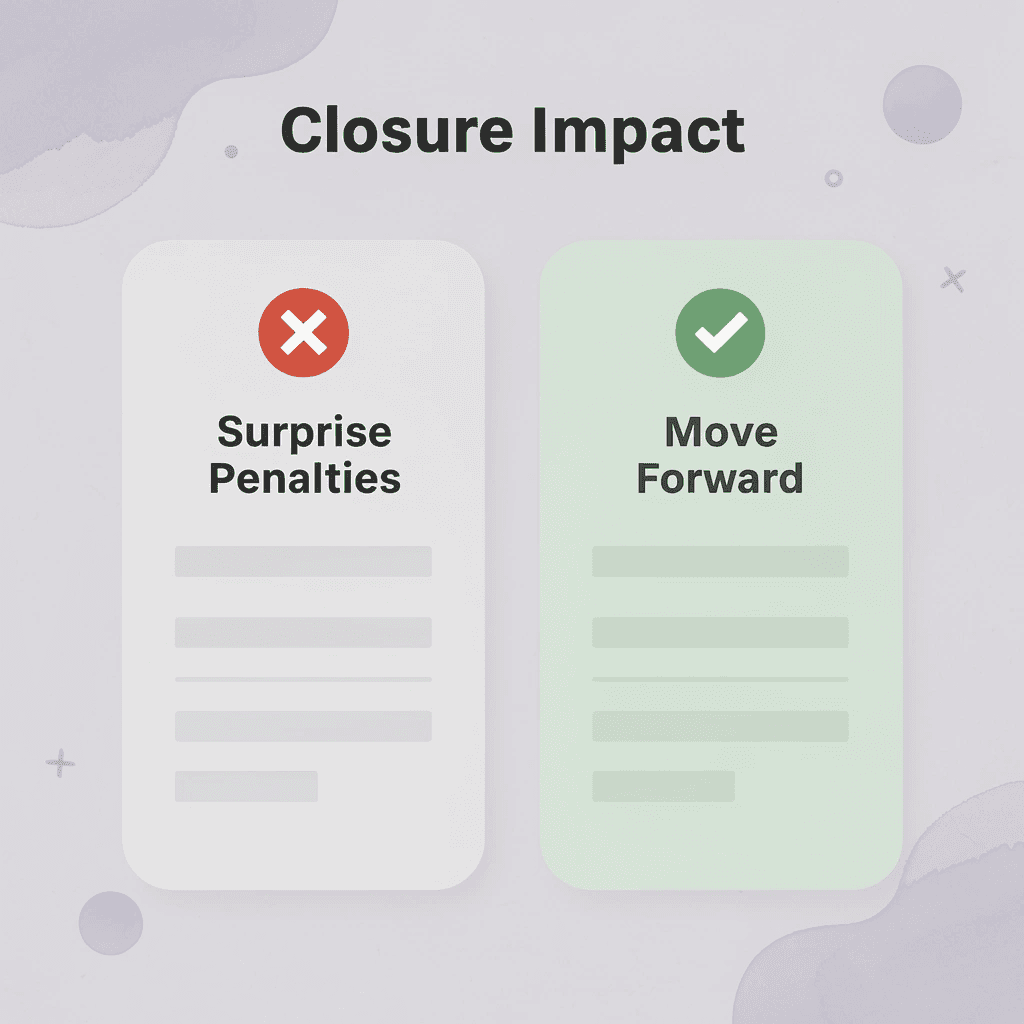 Before and after comparison showing transformation from penalties to progress