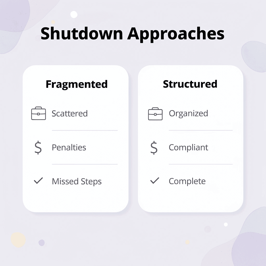 Comparison between fragmented and structured shutdown approaches