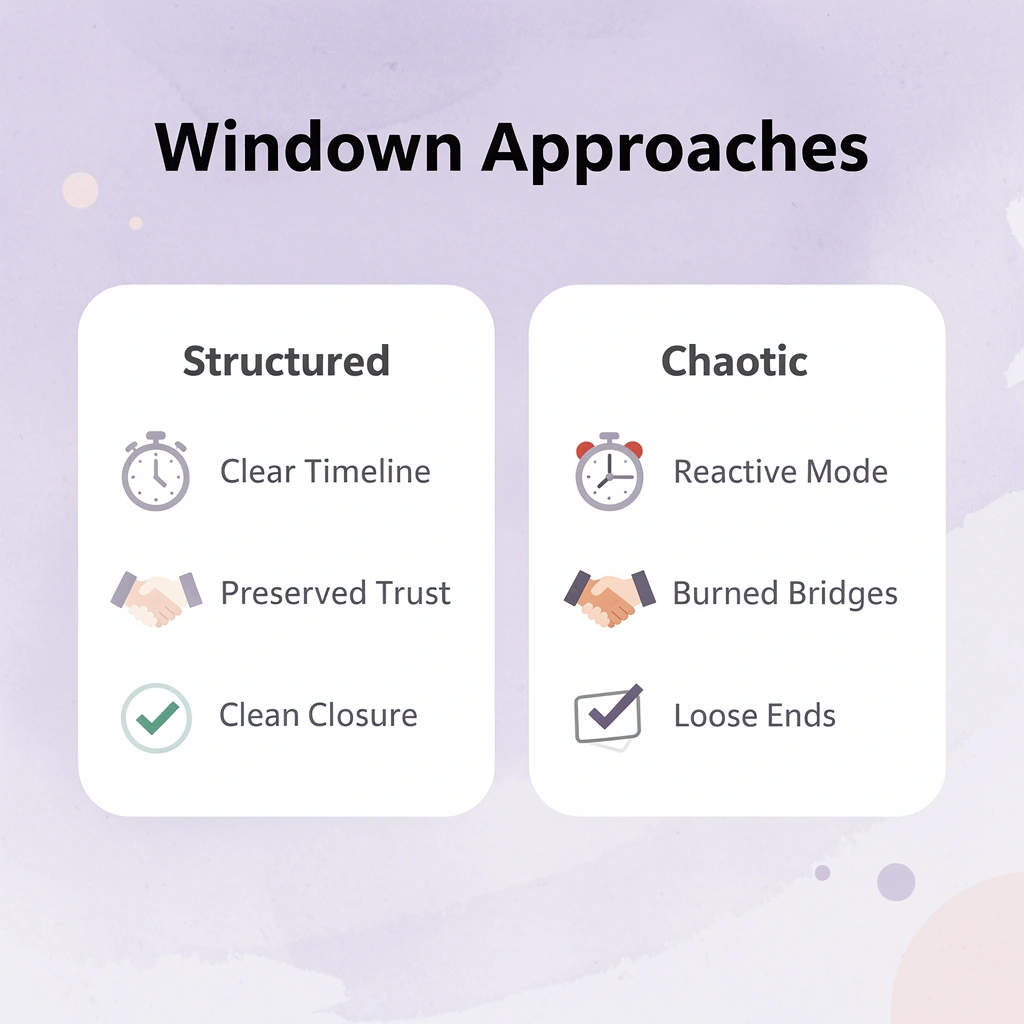 Comparison between structured and chaotic winddown approaches