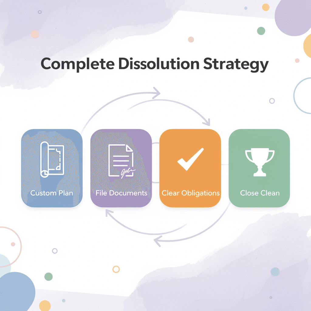 Infographic showing complete dissolution strategy process - How to Dissolve a Corporation in Arizona