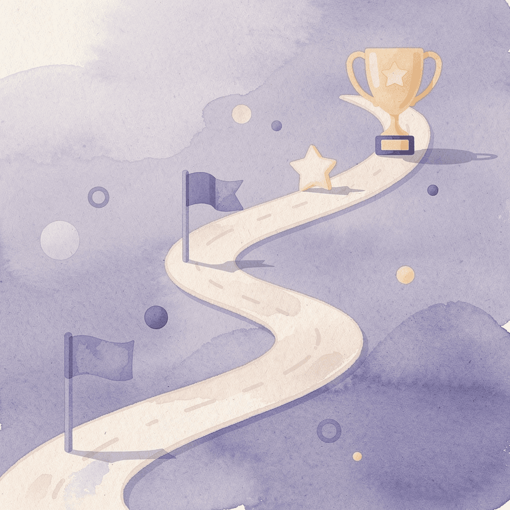Illustration of a path with milestones representing the dissolution process