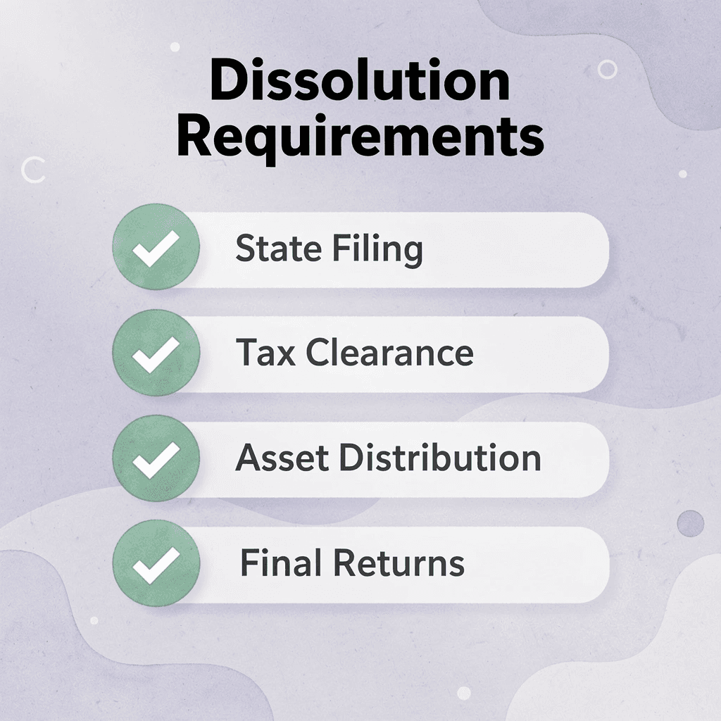 Checklist showing key dissolution requirements -  How to Dissolve a Corporation in New Jersey