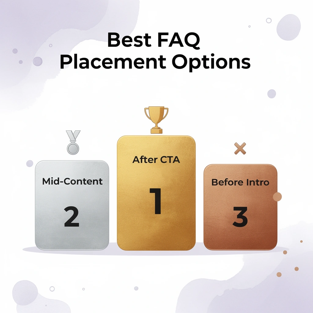 Podium ranking infographic showing FAQ placement effectiveness