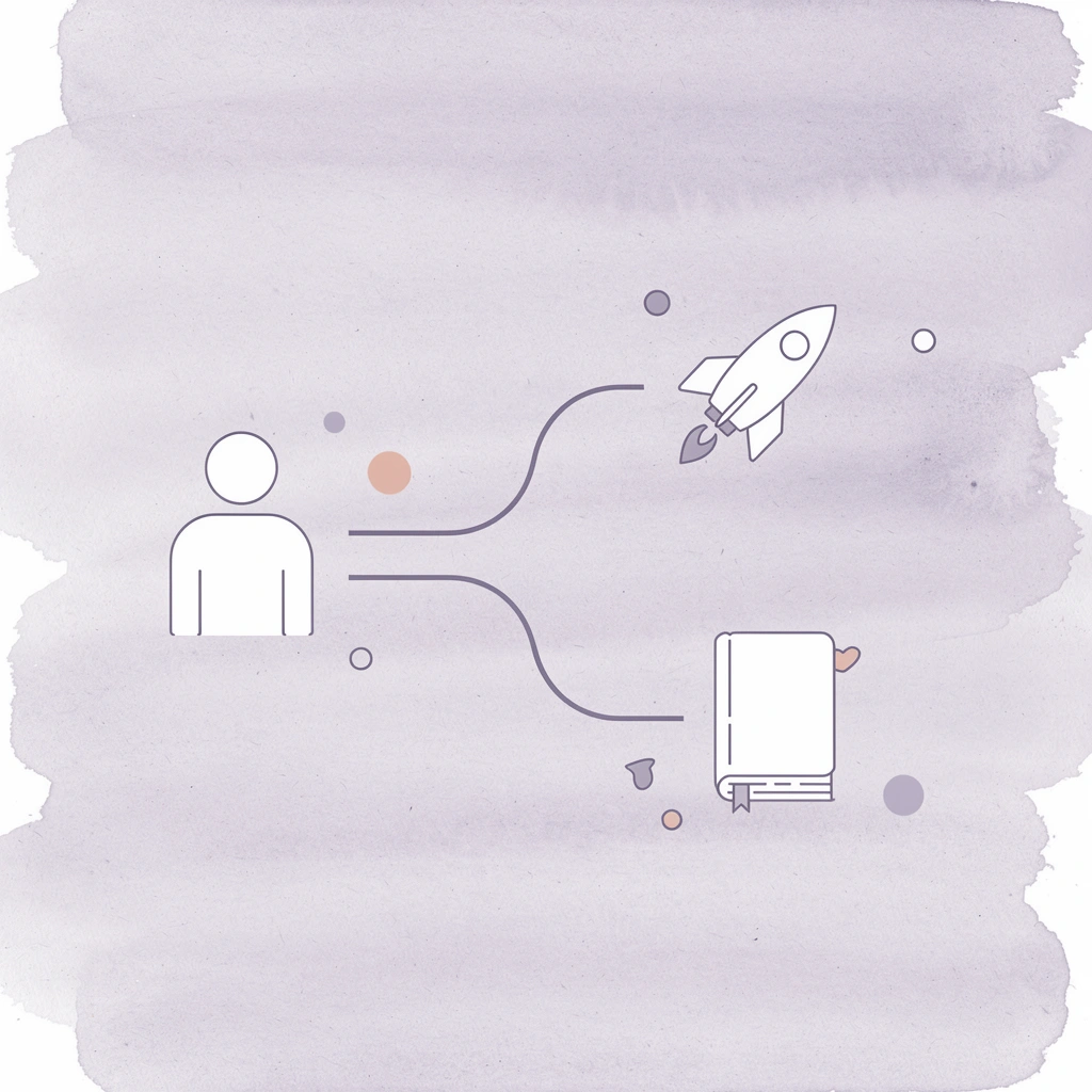 Icon showing dissolution and tax closure as two separate paths