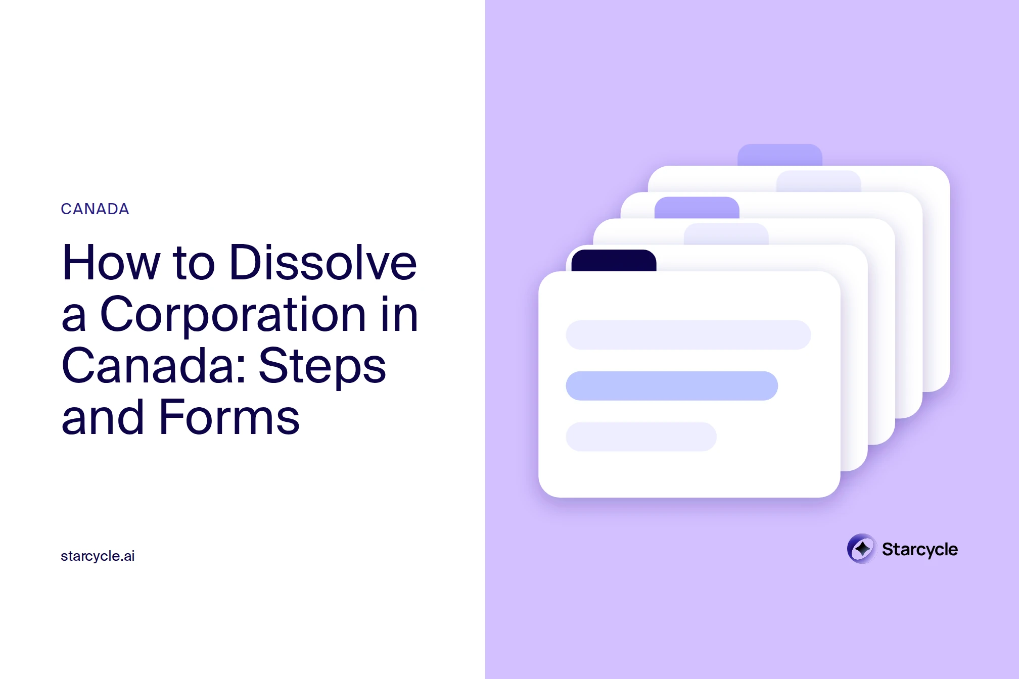 Cover for “How to Dissolve a Corporation in Canada”: title beside a records graphic and the Starcycle logo