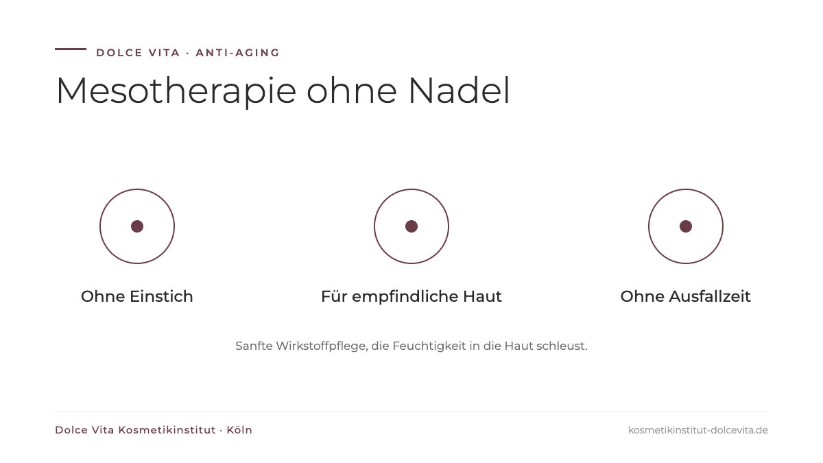 Infografik zur Mesotherapie ohne Nadel: Ablauf und Wirkung, Dolce Vita Kosmetikinstitut Köln