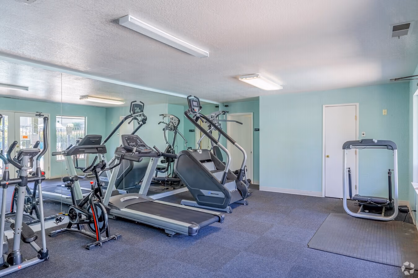 Fitness center with treadmills