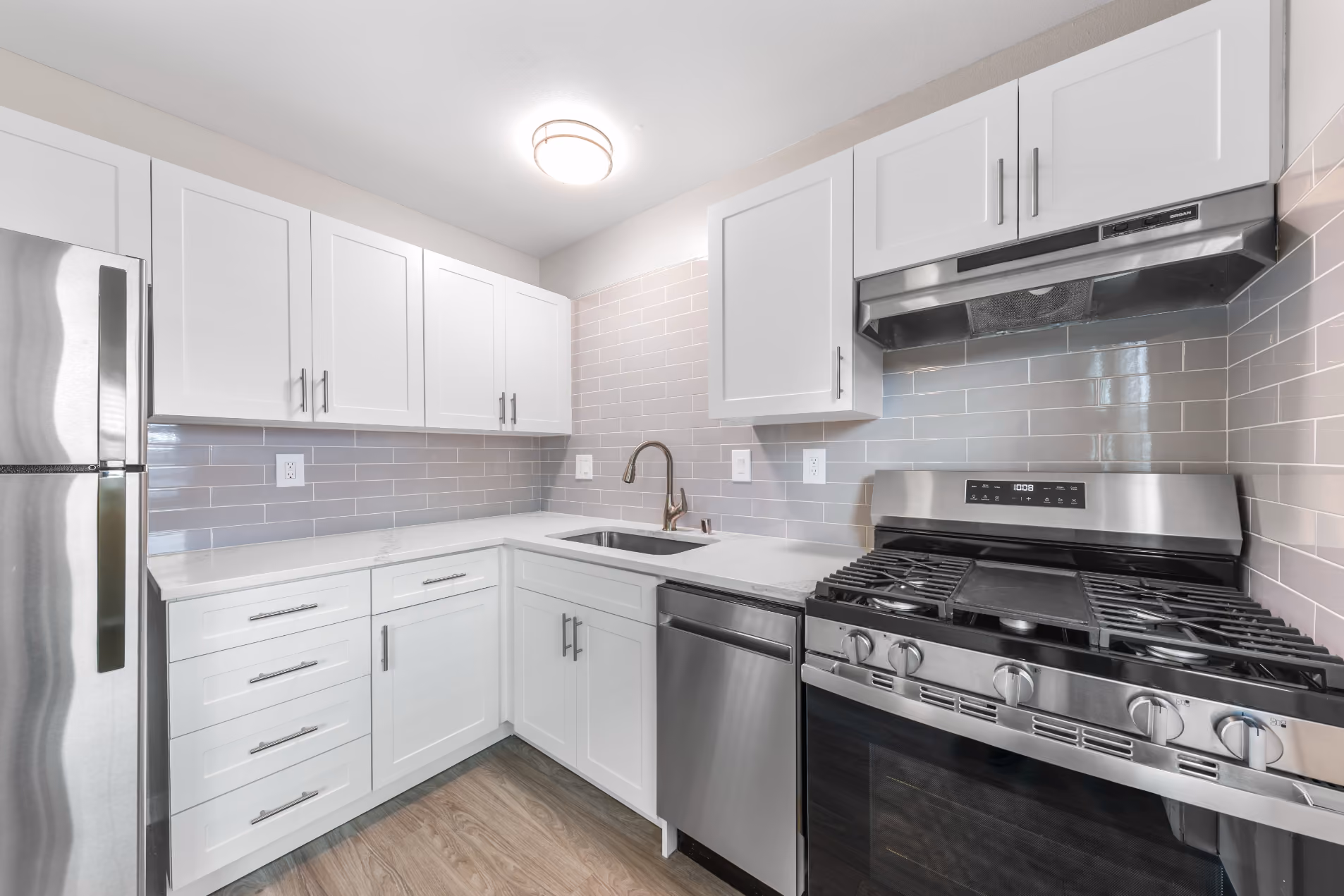 Kitchen with stainless steel appliances