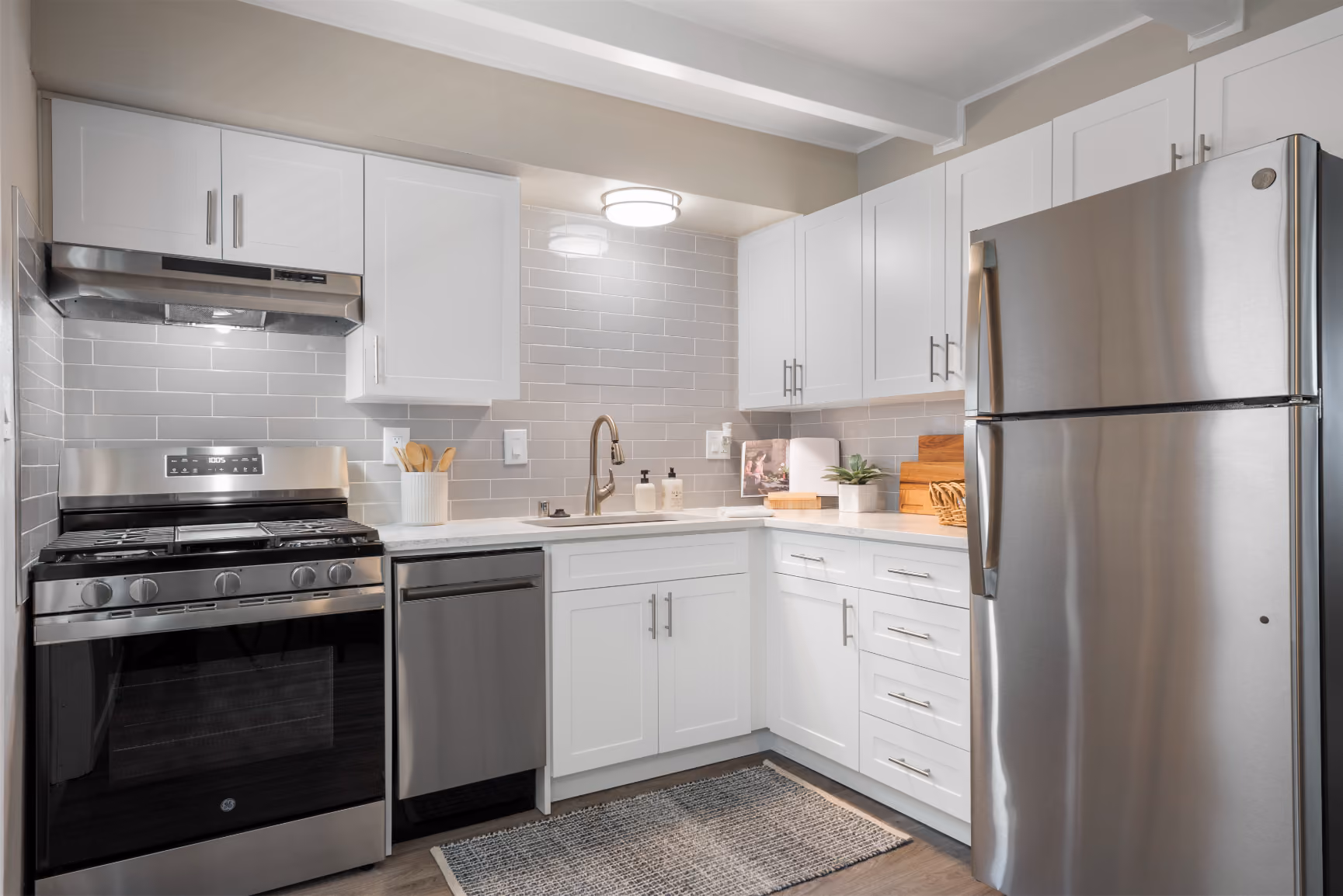 Kitchen with stainless steel appliances