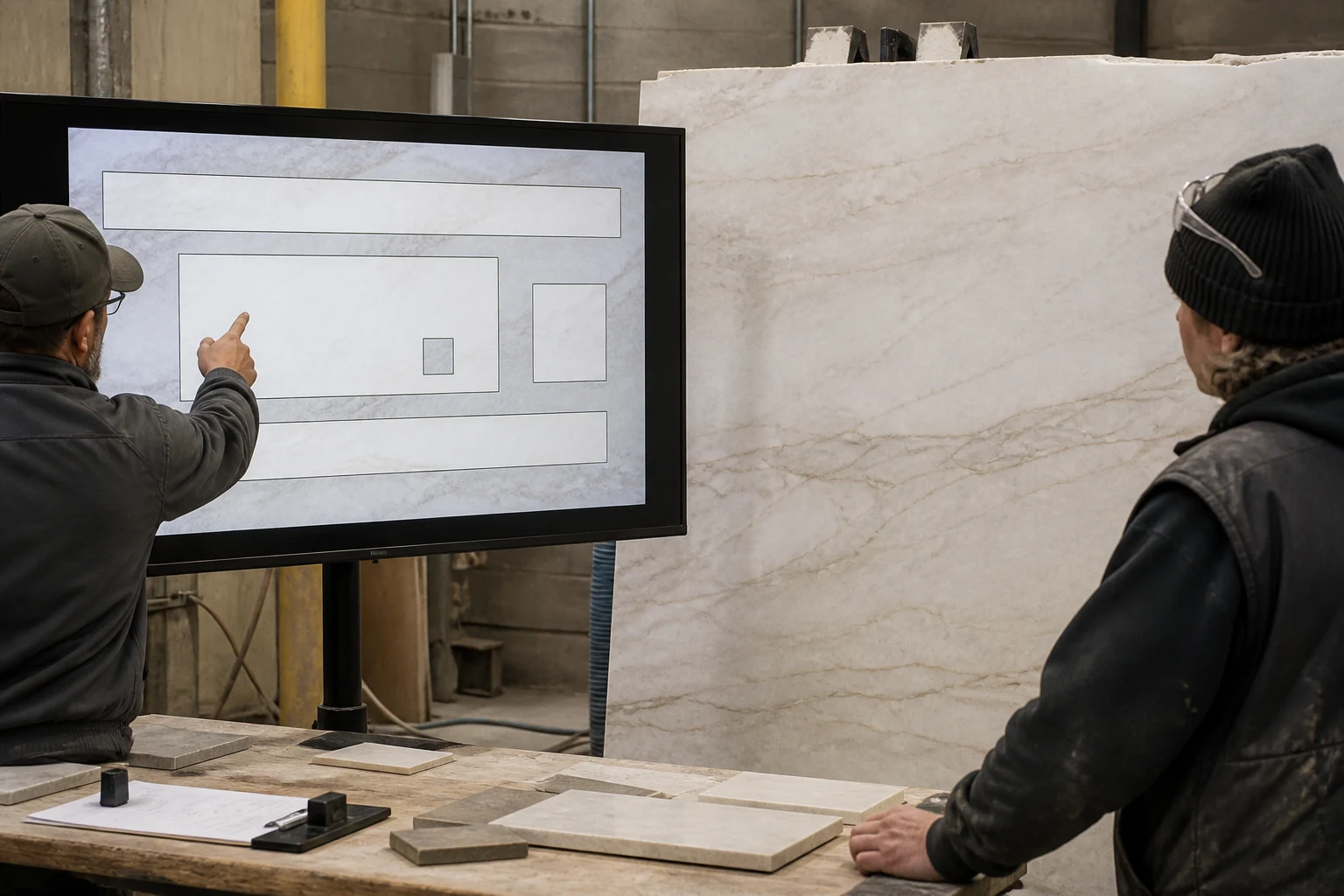 Stone layout planning before fabrication