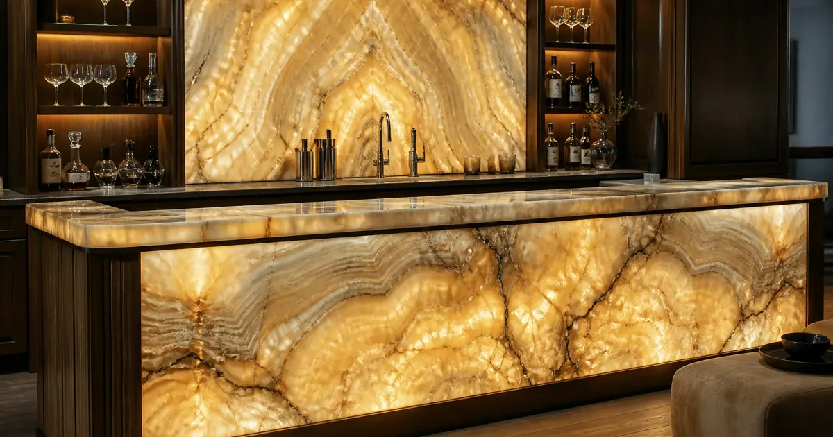 Backlit onyx feature panel