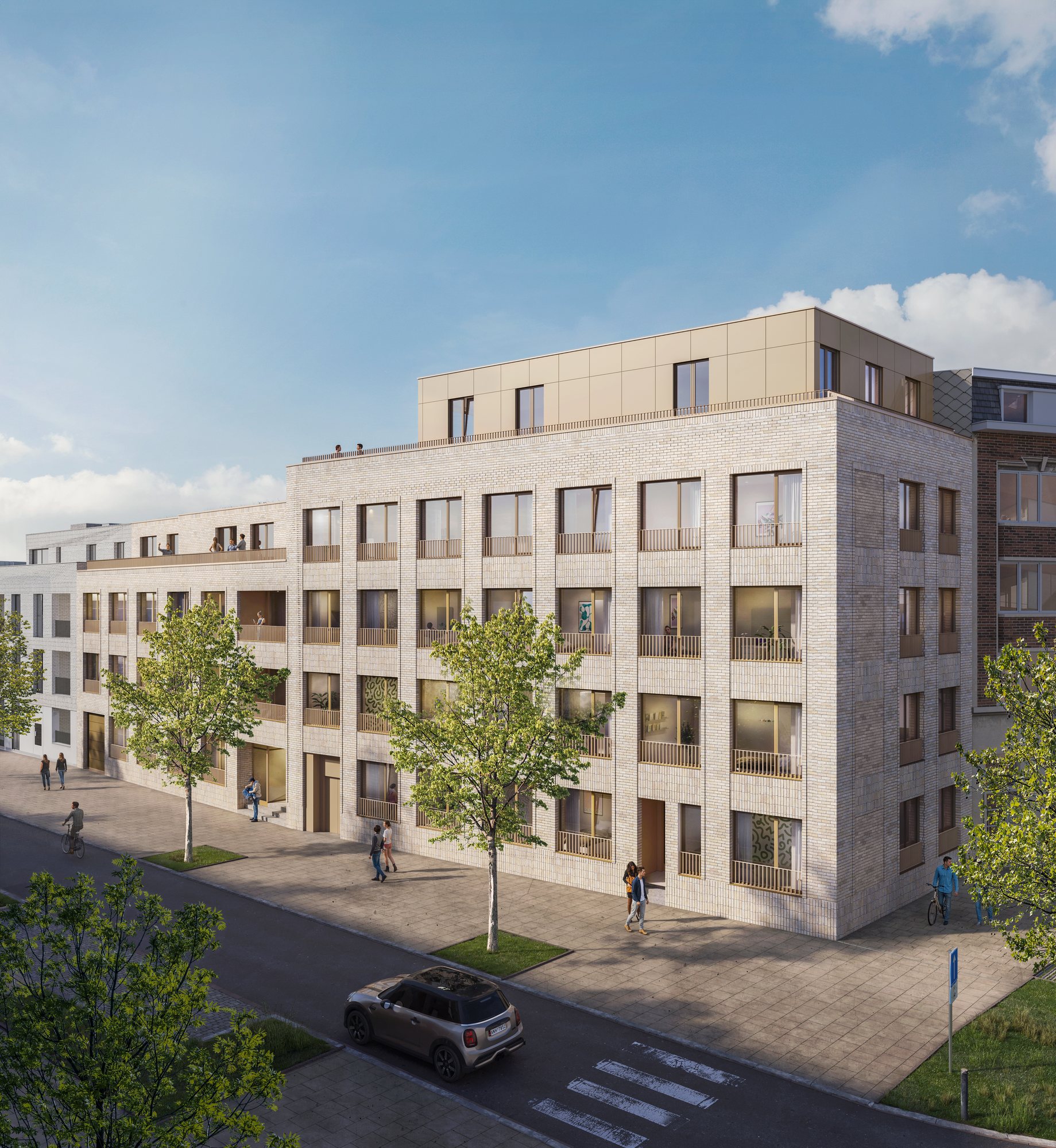 Straatwand van een binnenstedelijk woonproject