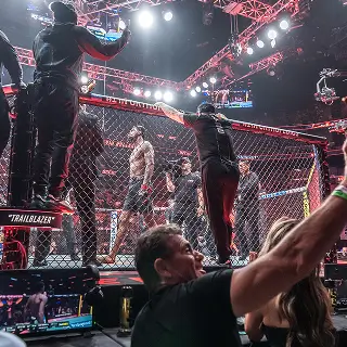 Collage of the luxurious UFC VIP lounge experience.