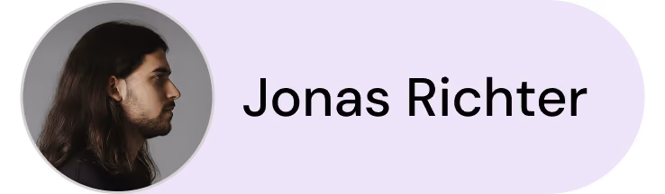 Profile photo of a man with long dark hair and beard facing left, alongside text Jonas Richter.