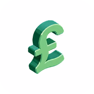 3D green British pound currency symbol.