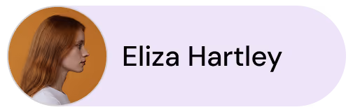 Profile picture of woman with red hair in a circular frame next to the name Eliza Hartley.