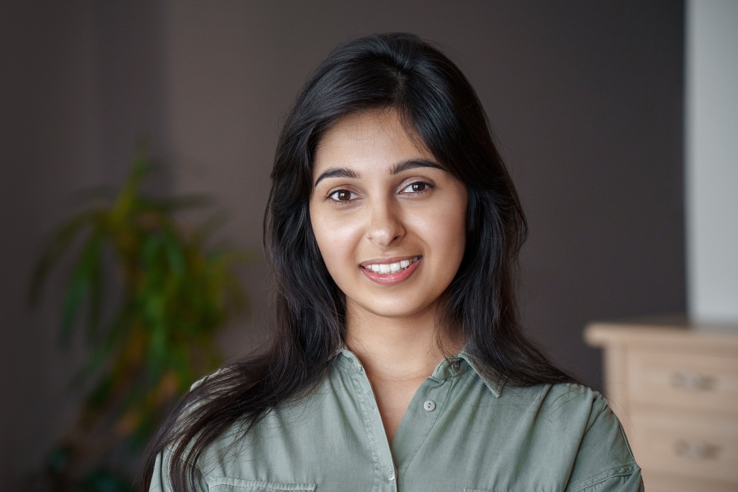 Portrait of a woman in soft indoor light