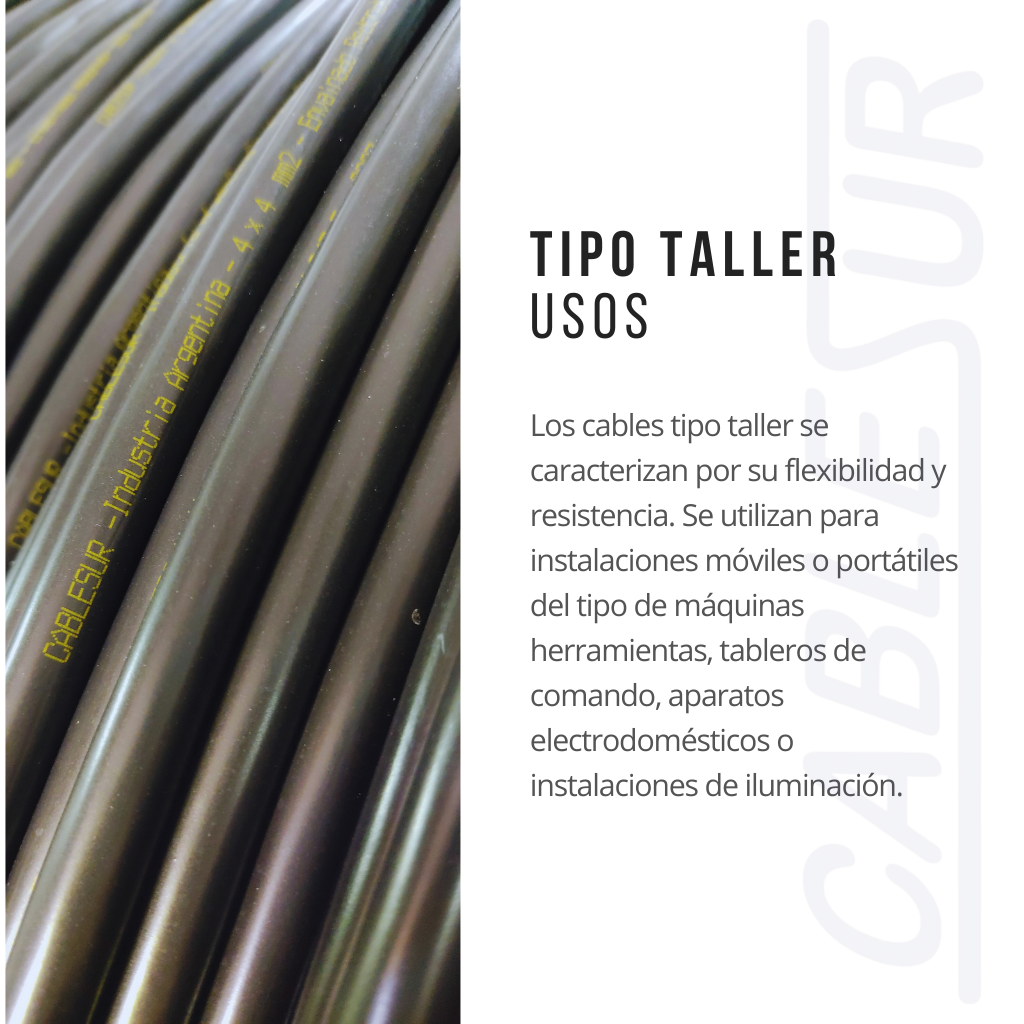 Usos del cable tipo taller Cablesur
