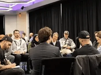 Roundtable of founders at the workshop