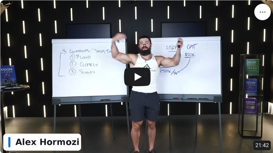 Alex Hormozi’s sales team training, 21 minutes 42 seconds