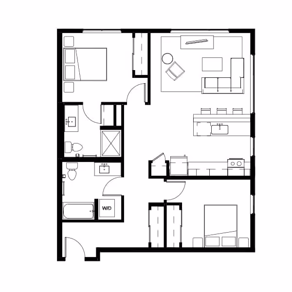 Two Bed Two Bath 6 Floor Plan Image