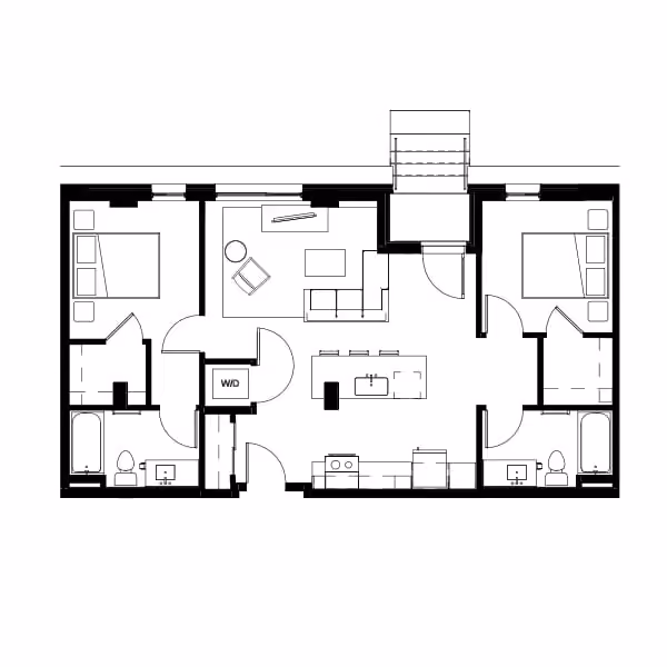 Two Bed Two Bath 4 Floor Plan Image