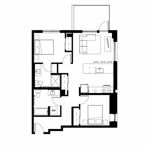 Two Bed Two Bath 3c Floor Plan Iage