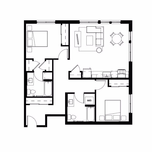 Two Bed Two Bath 7 Floor Plan Image
