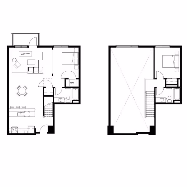 One Bed + Den Penthouse 28 Floor Plan Image