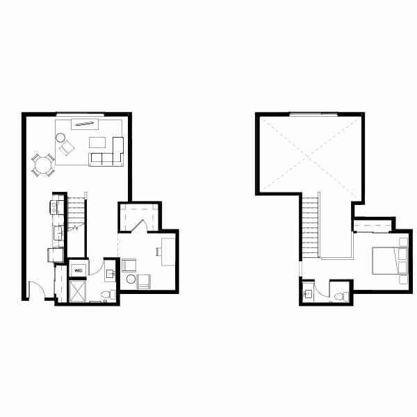 One Bed + Den 28 Floor Plan Image 