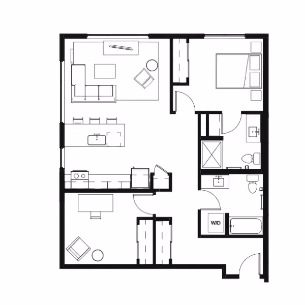 One Bed + Den 27 Floor Plan Image 
