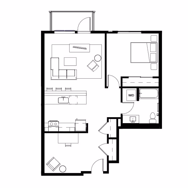 One Bed + Den 26 Floor Plan Image