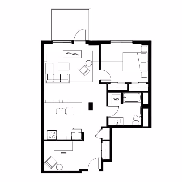 One Bed + Den 25 Floor Plan Image