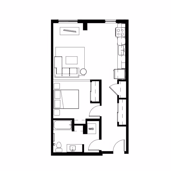 One Bed 18 Floor Plan Image 