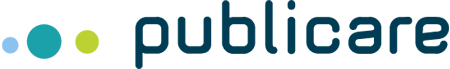 Logo von Publicare, mit stilisiertem Symbol aus drei vertikalen Balken in Blau- und Grüntönen neben dem Schriftzug 'Publicare' in Dunkelblau.