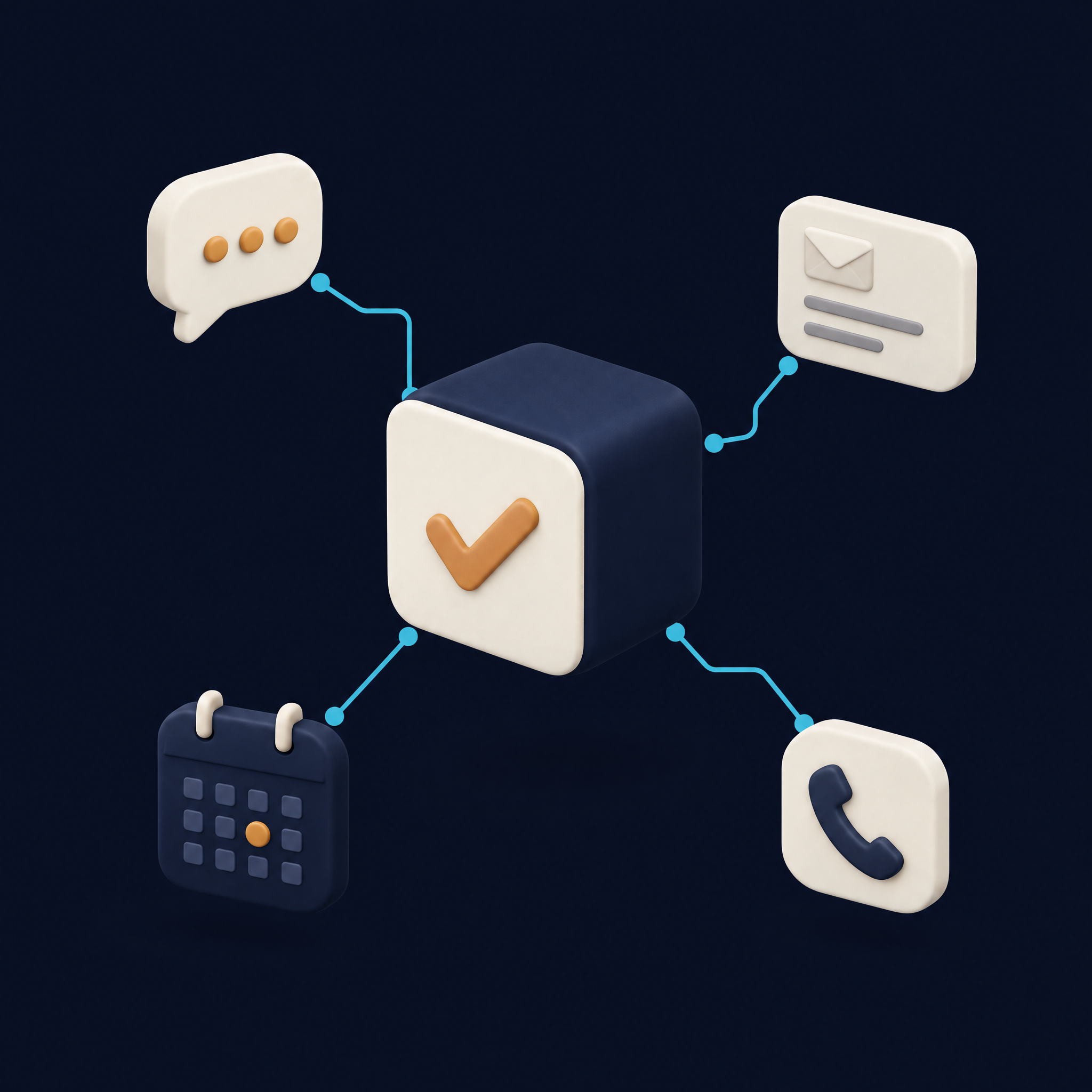Intake follow-up connected across text, email, calendar and phone