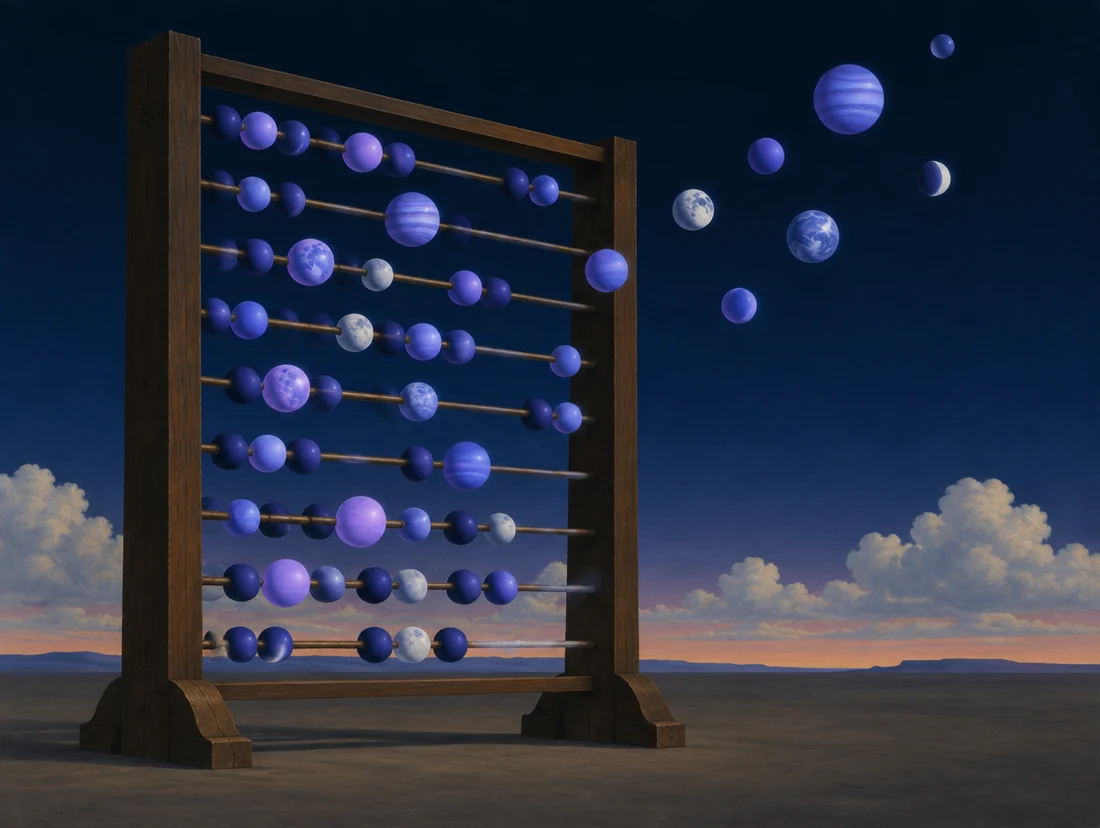 An abacus whose beads are planets