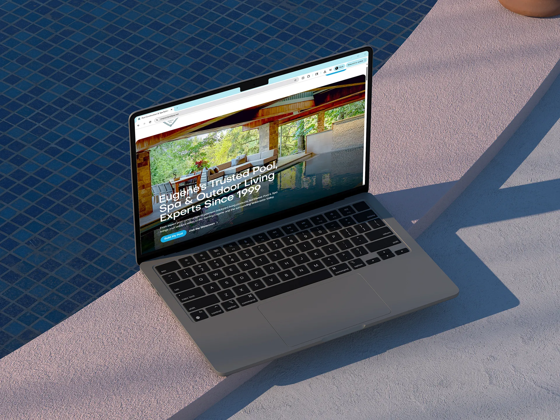 A high-end pool and spa construction company in Eugene, Oregon needed a modern digital presence to reflect the quality of their work and reconnect with their ideal clients. Through Website Strategy and Construction Web Design, we rebuilt their website to support a more premium, conversion-focused experience.