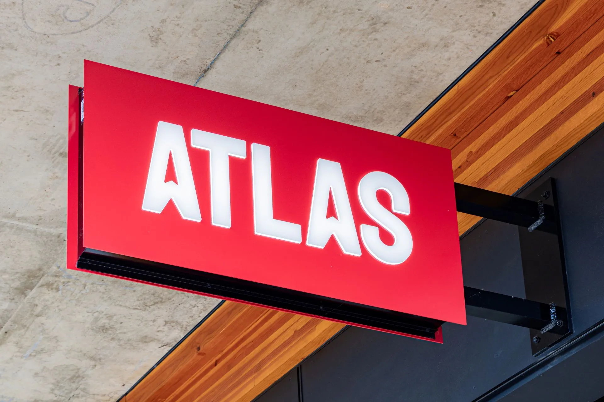 Exterior signage for Atlas Mediterranean restaurant