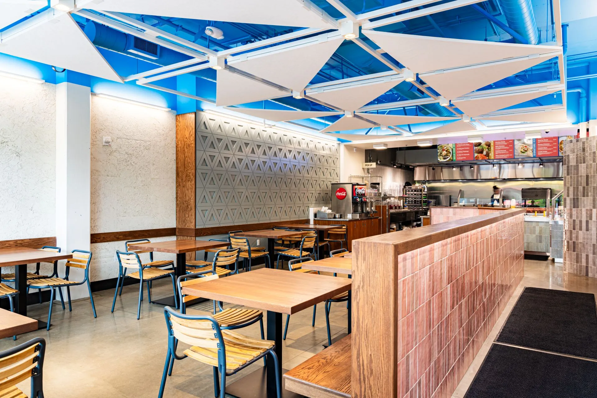 Interior dining space at Atlas Mediterranean restaurant
