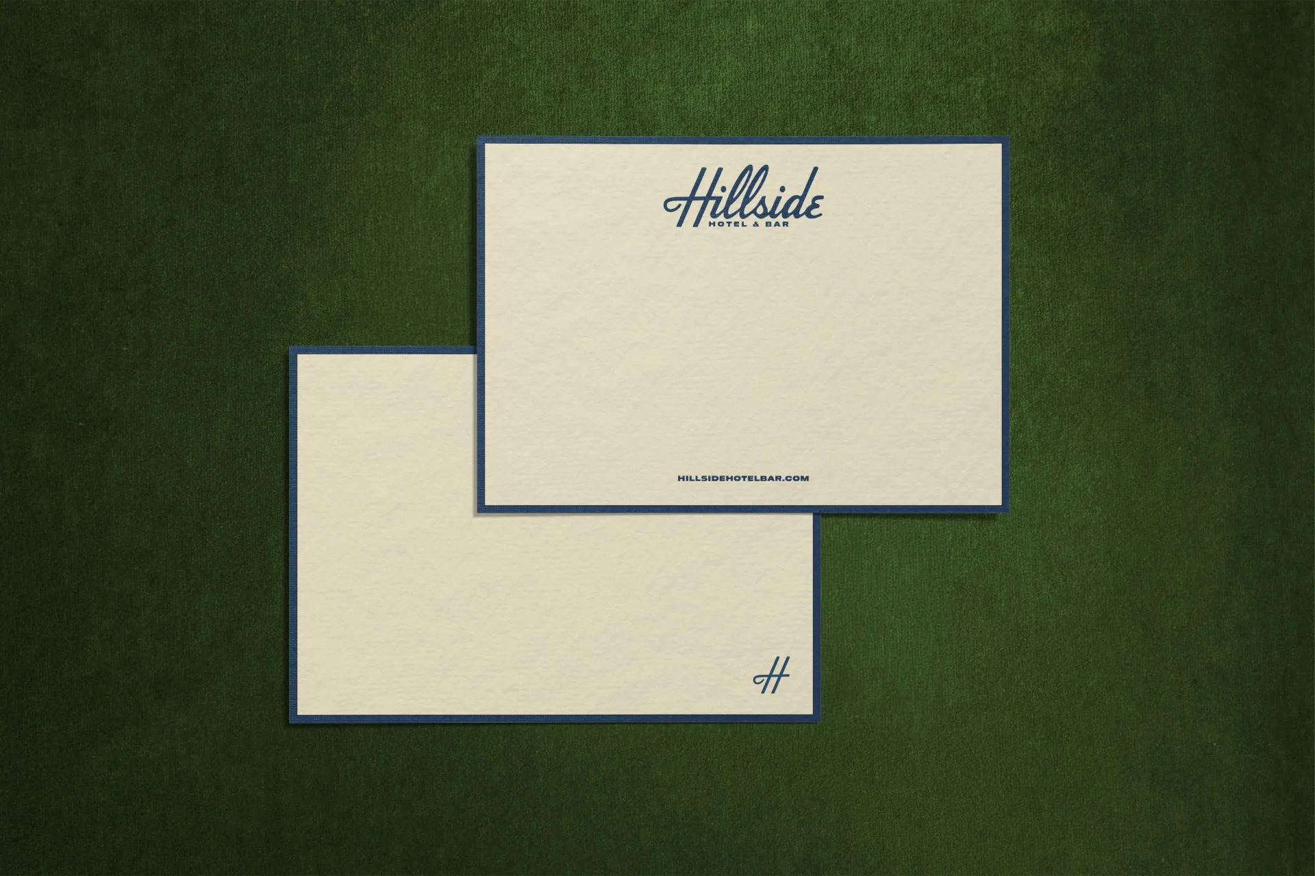 Branded postcard design for Hillside Hotel & Bar
