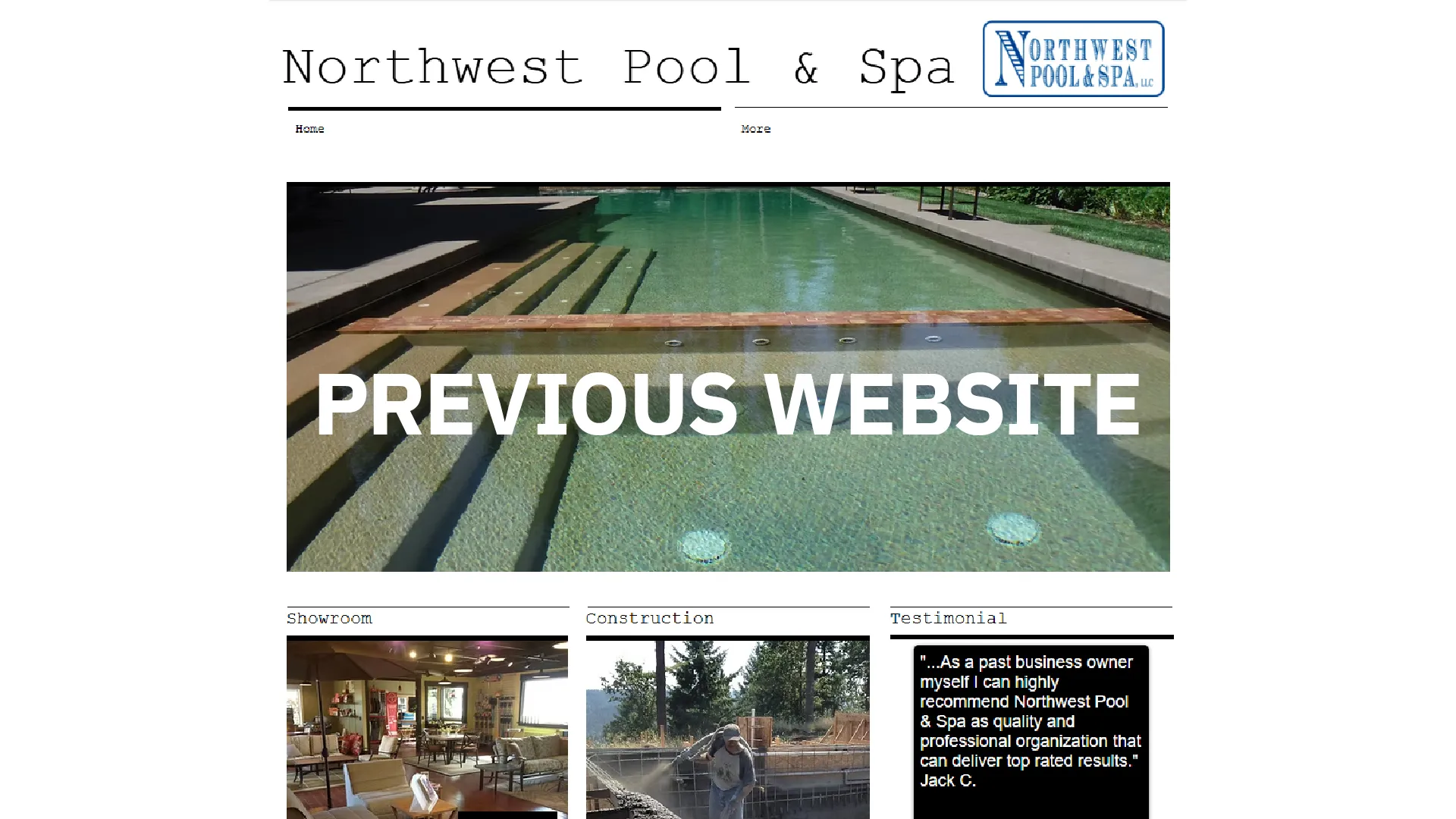 Previous Northwest Pool & Spa website before the redesign