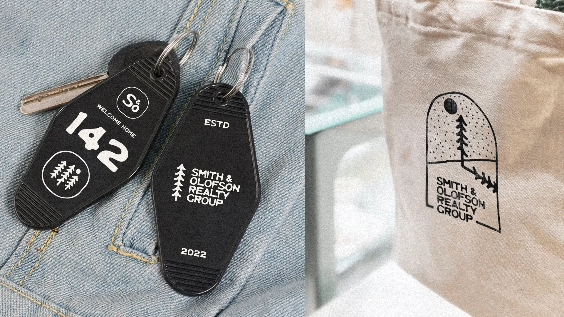 Key tags and Tote bag design for Smith & Olofson Realty Group
